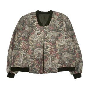 Vintage Floral Pattern Bomber Jacket Women's S